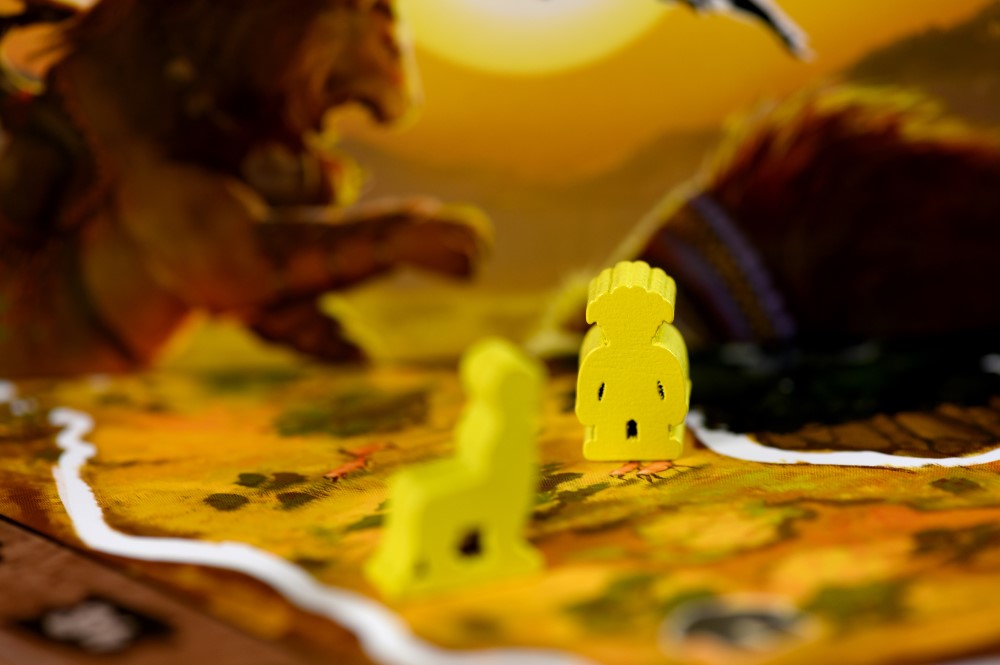 meeples and lion from box